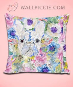 Abstract French Bulldog Floral Decorative Pillow Cover