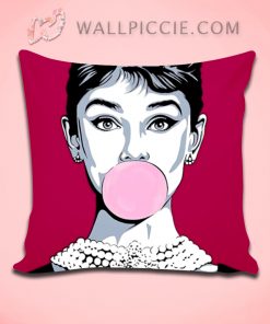 Audrey Hepburn Bubblegum Pop Art Decorative Pillow Cover