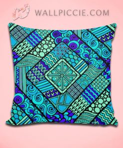 Boho Green Blue Abstract Tribal Pattern Fabric Decorative Throw Pillow Cover