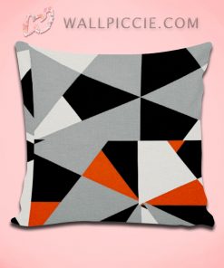 Bold Retro Geometric Orange Grey Decorative Pillow Cover