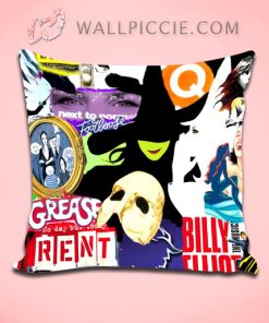 Broadway Musical Collage Throw Pillow Cover