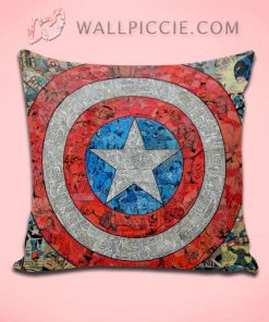Captain America Shield Collage Throw Pillow Cover