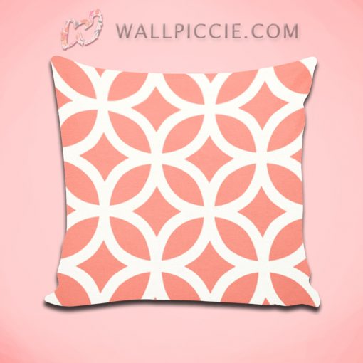 Coral Geometric Pattern Decorative Pillow Cover