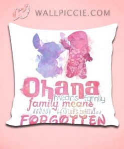 Cute Ohana Means Family Quote Decorative Pillow Cover