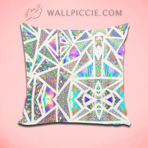 Faux Holographic Geometric Pattern Decorative Pillow Cover