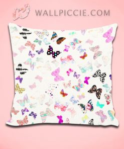 Girly Butterflies Aztec Floral Stripes Decorative Throw Pillow Cover