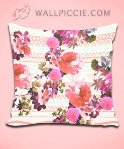 Girly Floral Pink Mint Green Decorative Throw Pillow Cover
