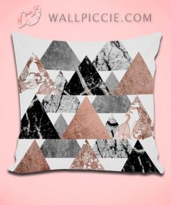 Marble Rose Gold Silver and Floral Decorative Pillow Cover