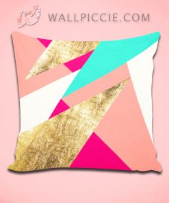 Modern Mint Coral Gold Triangles Decorative Pillow Cover