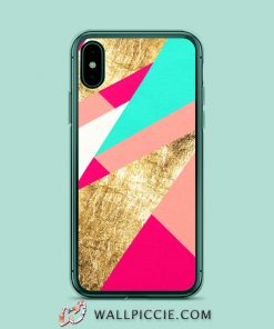Modern Mint Coral Gold Triangles iPhone Xr Case