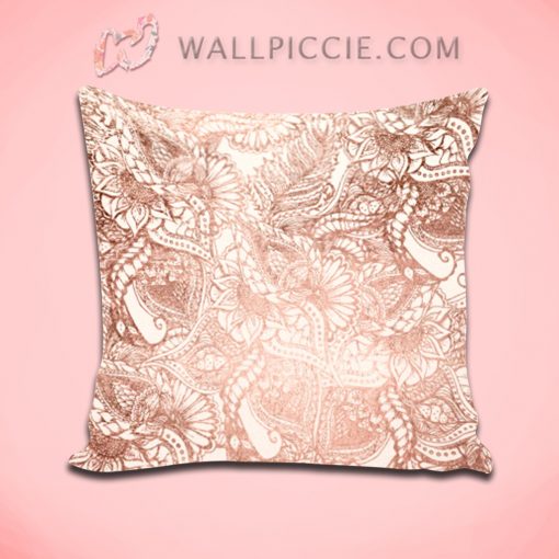 Modern Rose Gold Floral Illustration Decorative Pillow Cover