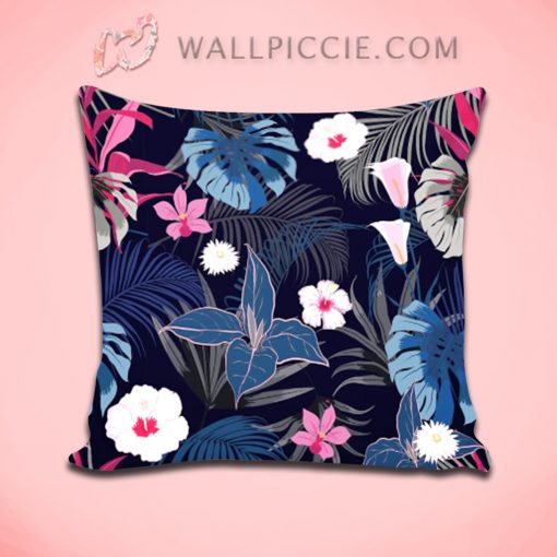 Moonlit Exotic Tropical Jungle Floral Decorative Pillow Cover