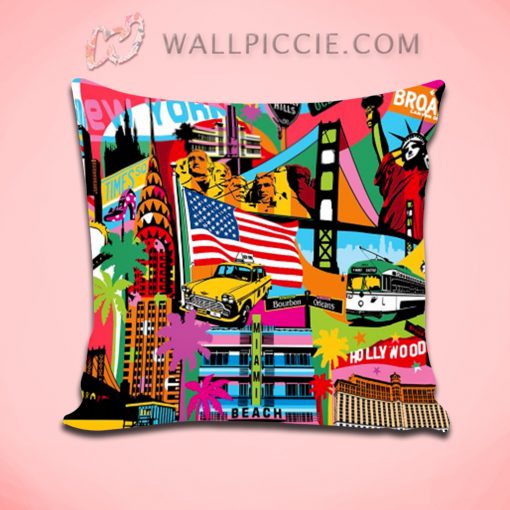 New York Hollywood Pop Art Decorative Pillow Cover
