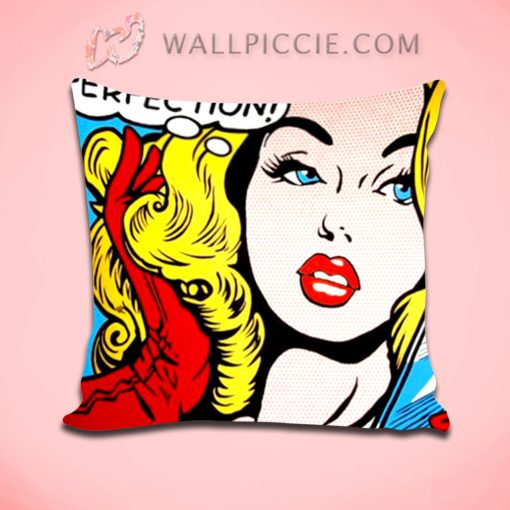 Perfection Girl Retro Pop Art Decorative Pillow Cover
