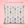 Retro Girly Floral Christian Crosses Decorative Pillow Cover