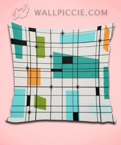 Retro Grid And Starbursts Decorative Pillow Cover