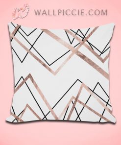 Rose Gold White Linear Triangle Decorative Pillow Cover