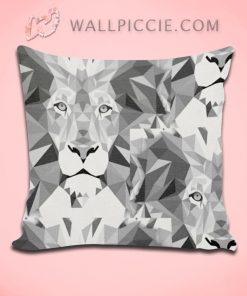 Silver Geometric Lion Decorative Pillow Cover