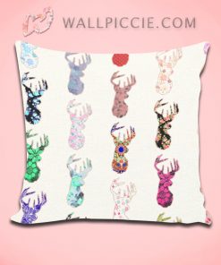 Vintage Girly Floral Aztec Deer Head Decorative Throw Pillow Cover
