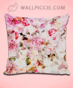 Vintage Pink Pastel Watercolor Floral Decorative Pillow Cover