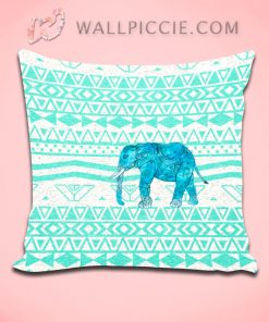 Whimsical Turquoise Paisley Elephant Decorative Throw Pillow Cover