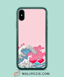Pink Great Wave Off Kanagawa Aesthetic iPhone XR Case