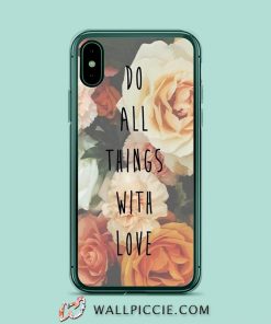 Stylish Vintage Floral Print Love Quote iPhone XR Case