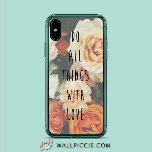 Stylish Vintage Floral Print Love Quote iPhone XR Case