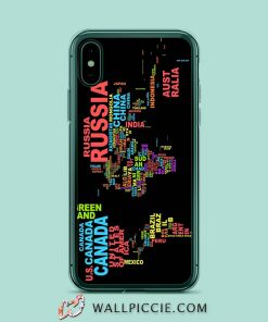 World Map Based Typography iPhone XR Case