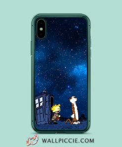 Funny Calvin Hobbes Doctor Who Parody iPhone Xr Case
