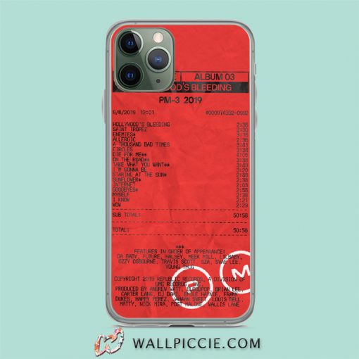 Post Malone Hollywood Bleeding List iPhone 11 Case