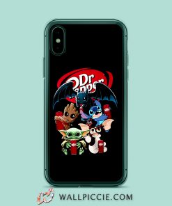 Baby Yoda Groot And Toothless Stitch Gizmo Hugging Dr Pepper iPhone XR Case