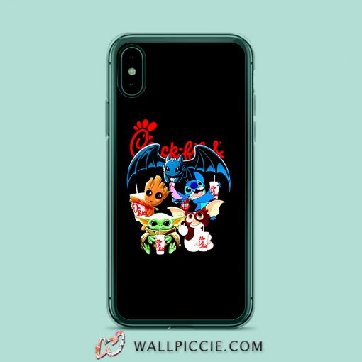 Chick Fil A Baby Yoda Baby Groot and Toothless Stitch Gizmo iPhone XR Case