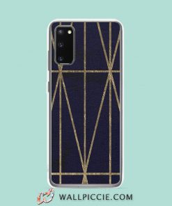 Cool Gold Geometric Triangles Navy Blue Samsung Galaxy S20 Case