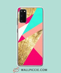 Cool Modern Mint Coral Gold Triangles Samsung Galaxy S20 Case