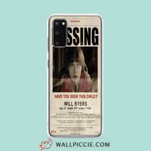 Cool Stranger Things Missing Will Byers Samsung Galaxy S20 Case